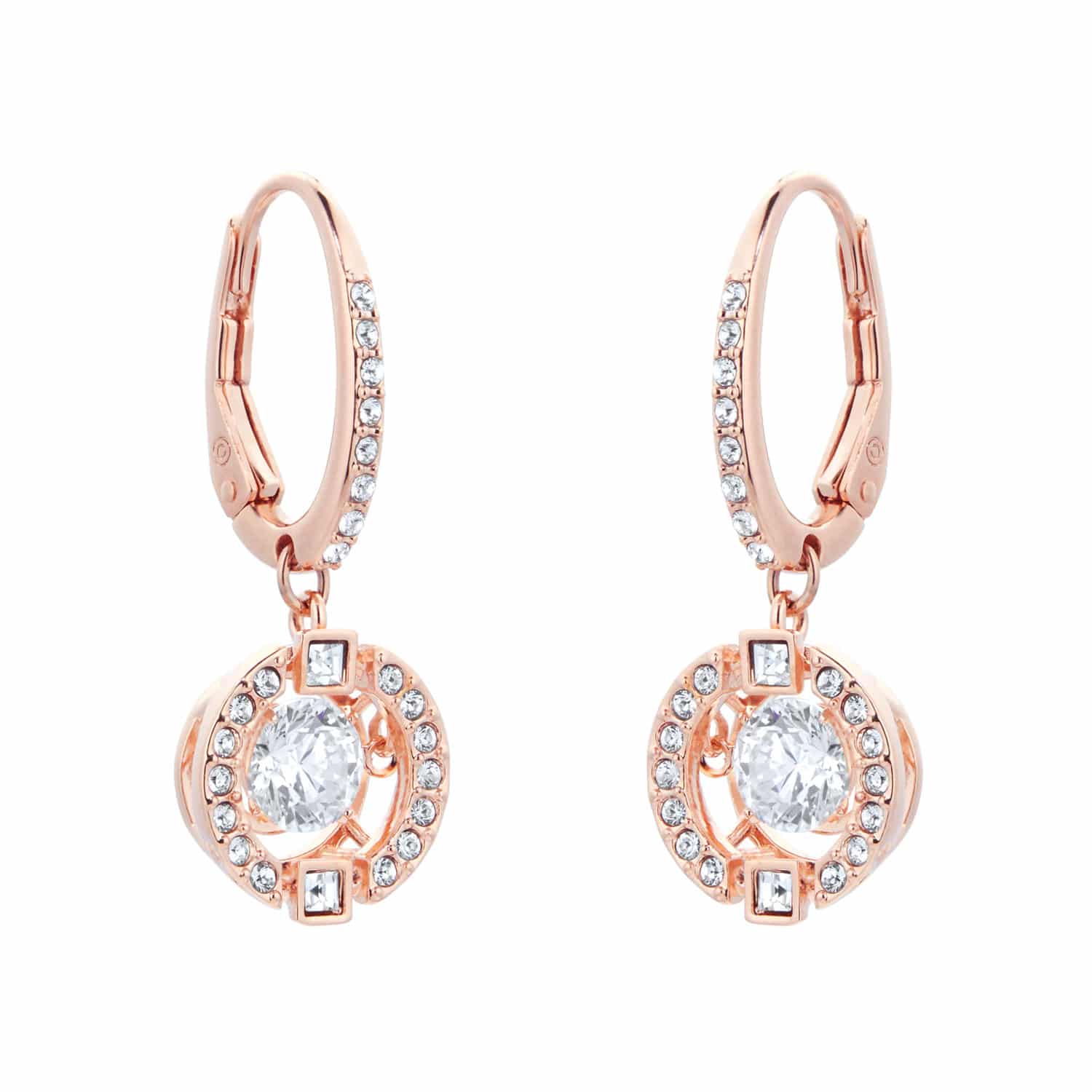 Sparkling Dance Rose Gold Plated Drop Earrings - Image 3