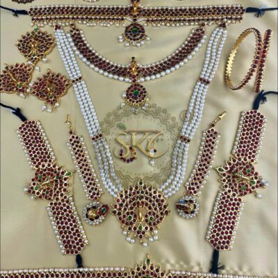 Full bharatanatyam set wit peacock design