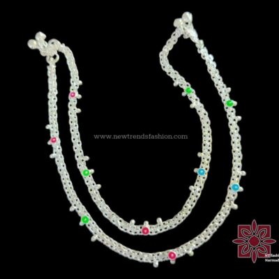 2 Silver polished anklet