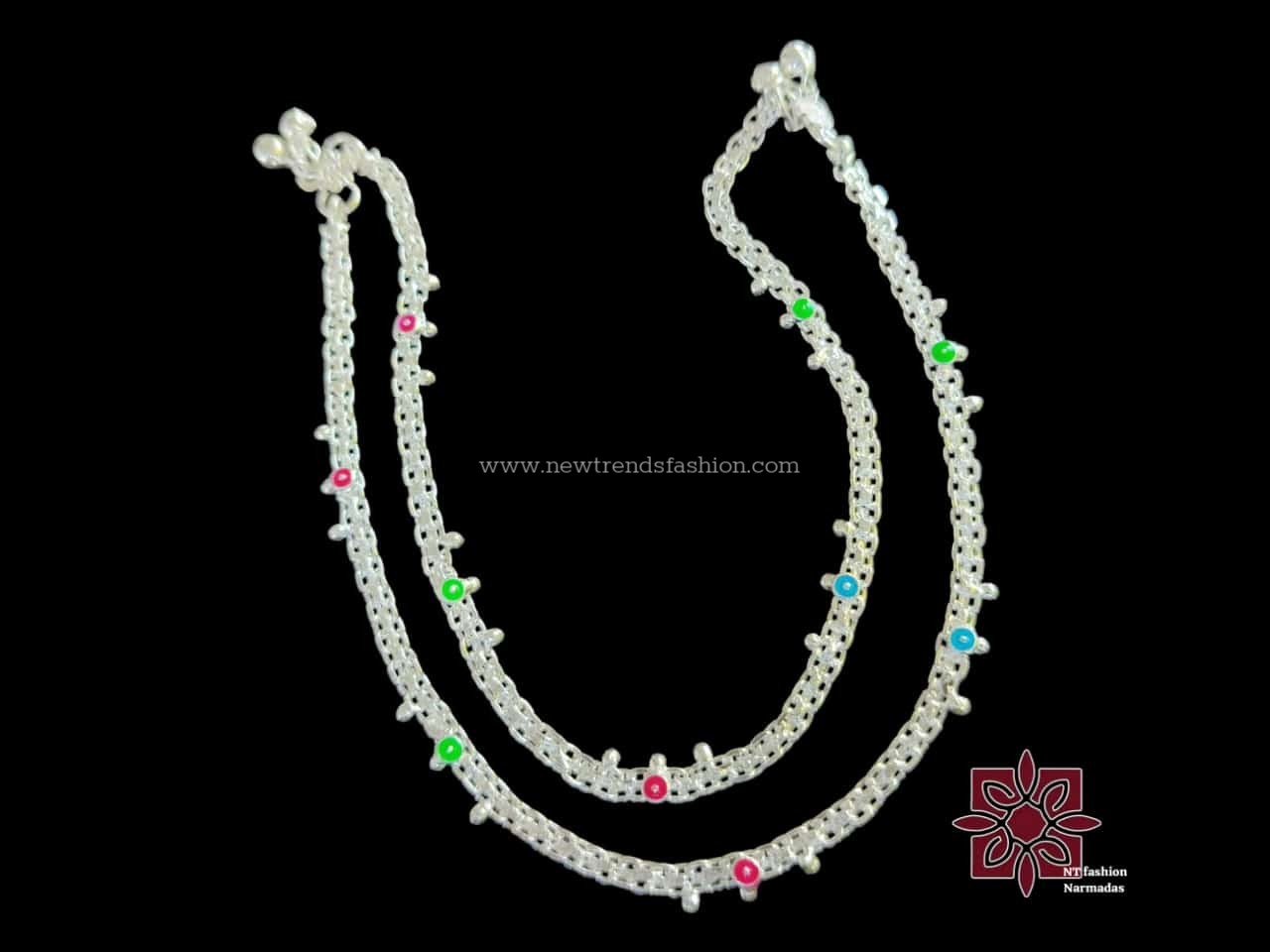 2 Silver polished anklet