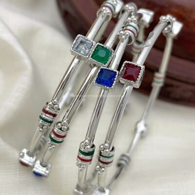 92 Silver polished bangles set of 4