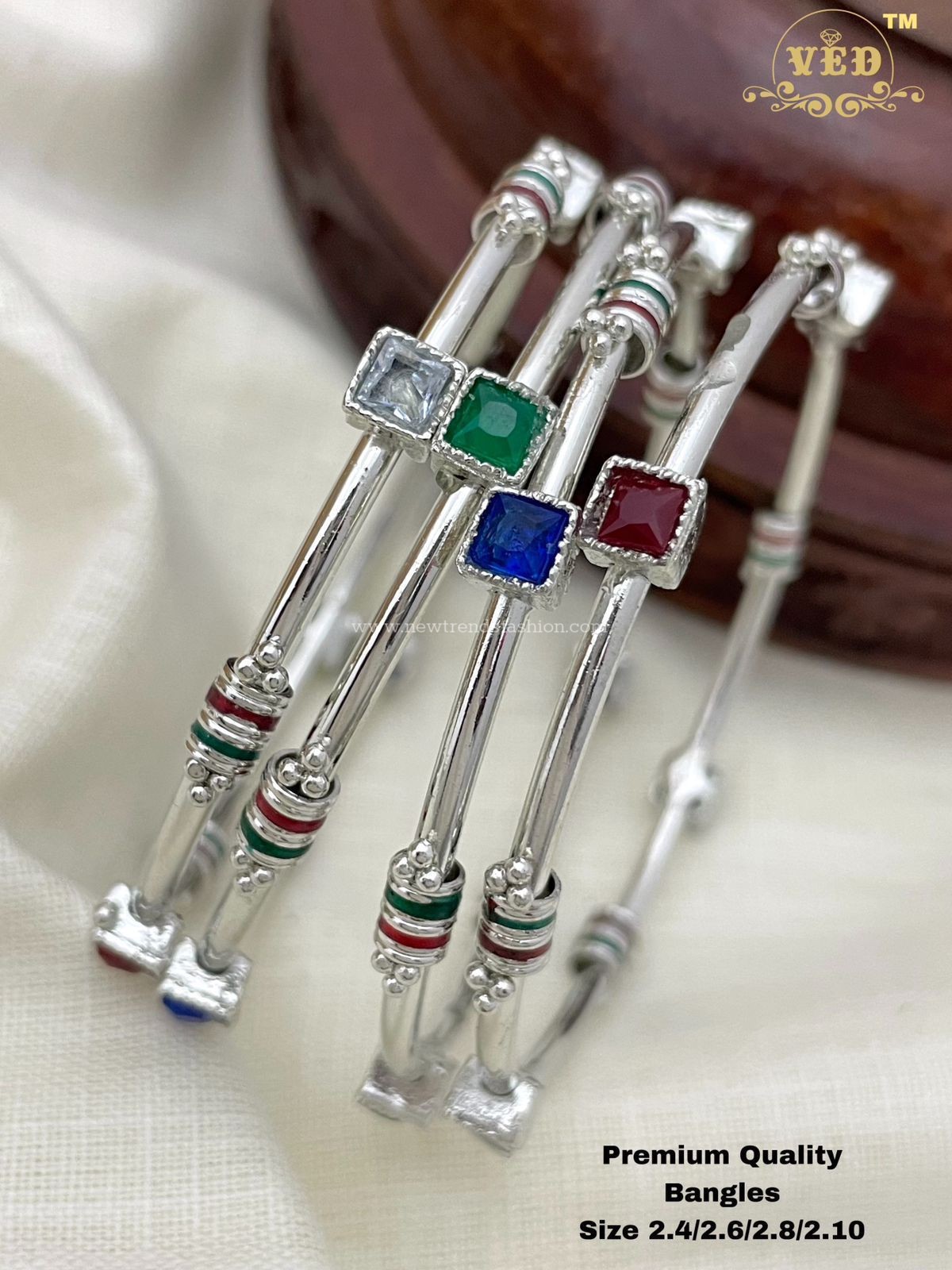 92 Silver polished bangles set of 4
