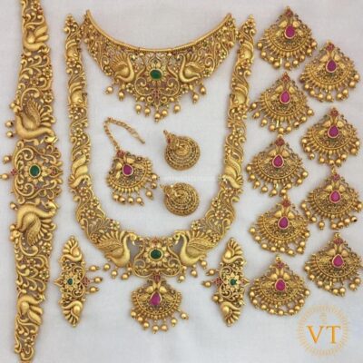 Premium quality peacock bridal set nt 0022